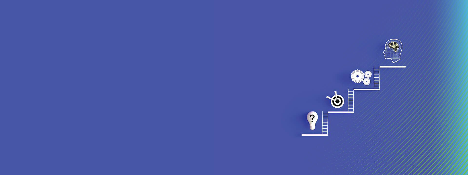 Illustrated steps with learning icons on each step